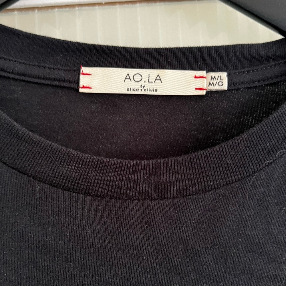 Alice + Olivia Black Sex Pistols Tee Shirt with rolled sleeve detail Size M/L - Picture 2 of 3